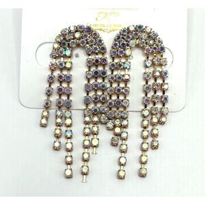 AB Crystal Rhinestone Dangle Earrings, NEW